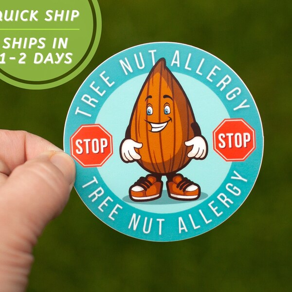 Tree Nut Allergy Sticker Dishwasher Safe Kid Friendly Allergy Awareness Safety Kid Sticker School Label Daycare Tag Kid Allergy Alert school