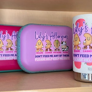 Allergy Sticker Kid Custom Food Allergy Awareness Sticker Lunch Box Allergen Sticker Medical Alert Personalized Sticker Auivq alert Epipen