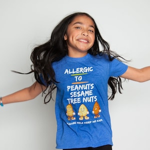 Camisa de alergia personalizada niño personalizado alergia a los alimentos camiseta regalo niño personalizado alergia a los alimentos camisa personalizada camiseta juvenil alergia maní escuela