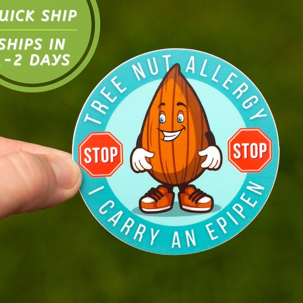 Tree Nut Allergy I Carry an Epipen Vinyl Food Allergy Sticker Kid Friendly Allergy Awareness Back School Allergy Safety No Nut alert treenut