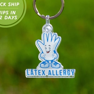 Latex Allergy keychain / Food Allergies Bag Medical Alert Emergency keychain / Children&#39;s gift / back to school swag / safety