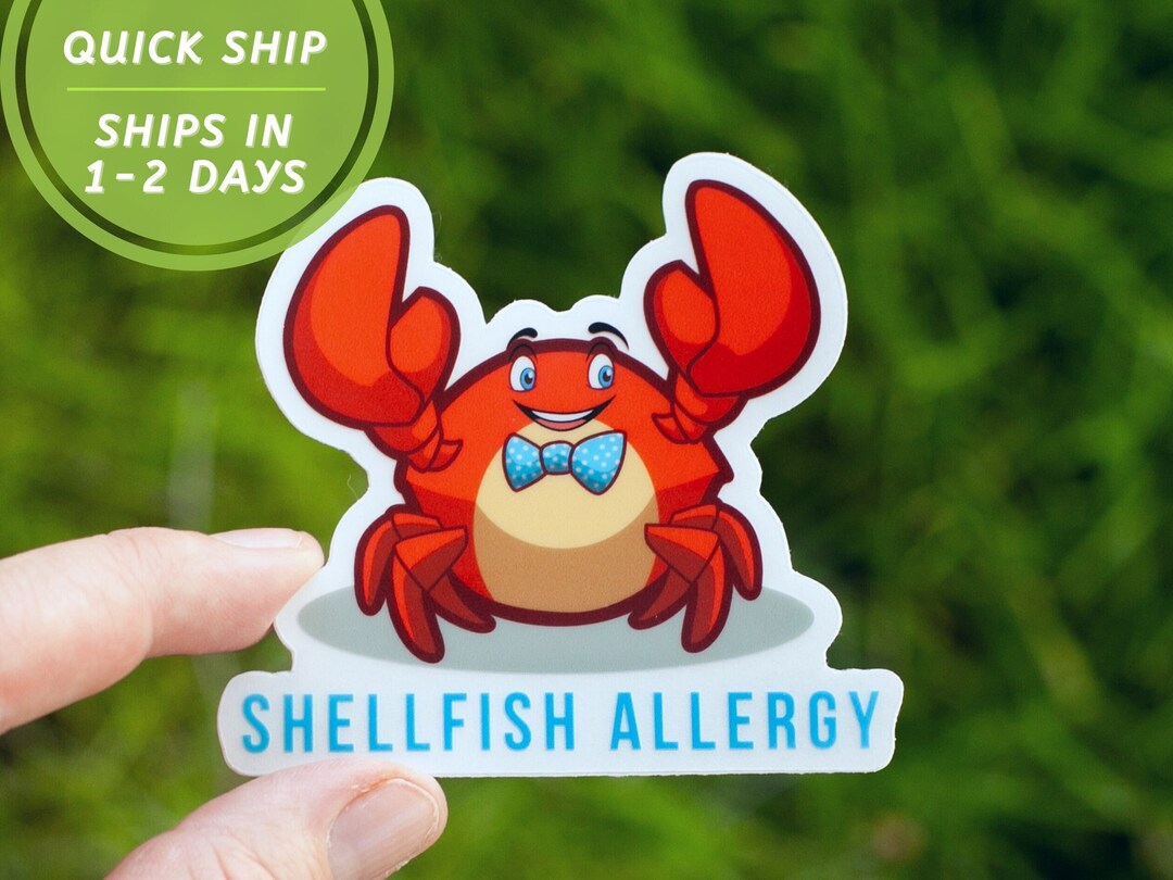 Shellfish Allergy Clear Vinyl Stickers 3x3 Dishwasher Safe Scratch