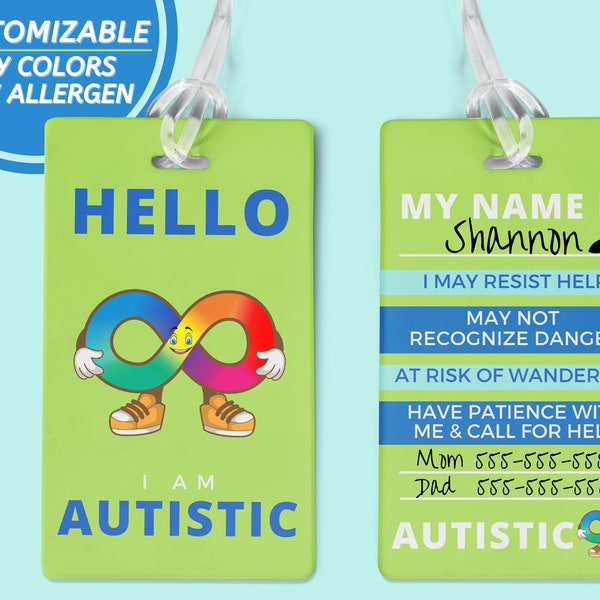 Autism Awareness Autistic Emergency Contact Information Alert Medical Bracelet Autism Tag Medical Alert Card Autism Warning Infinity Symbol