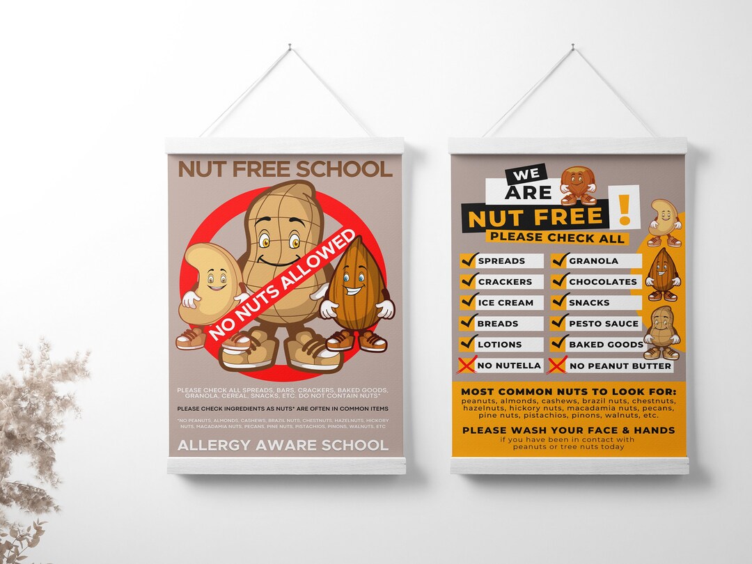 Food Allergy Sign Nut Free Zone Poster Peanut Free School Peanut Allergy Tree Nut Allergy Kid