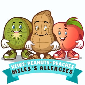 Custom Food Allergy Sticker Allergy Alert Kids Personalized Sticker Children Allergy Wearable Personalized Gifts Lunchbox Sticker minimalist
