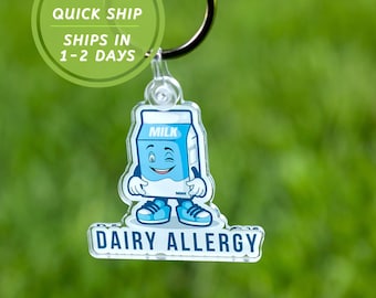 Dairy Allergy Alert Food Allergies Awareness Dairy Sensitivity Bag Medical Alert Keychain Back to School Kid Allergy Bracelet Milk Allergy