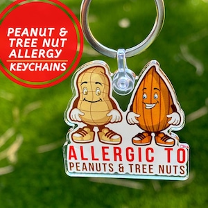 Porte-clés allergique aux cacahuètes et aux noix Sensibilisation aux allergies alimentaires Serveur d'alerte médicale Allergies alimentaires anaphylactiques Epipen Porte-clés Cacahuètes et noix