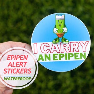 I Carry Epipen Sticker Severe Allergies EpiPen alert sticker waterproof dishwasher-safe sticker Food Allergy Awesomeness Decal Severe Alert