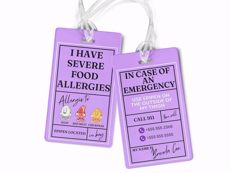 Personalized Medical Alert ID Tag Epipen Inside Tag Food Etsy