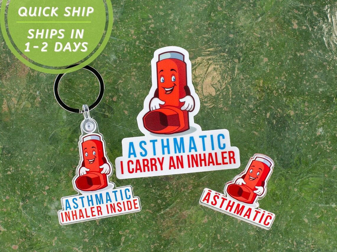 Asthmatic Inhaler Bundle Inhaler Keychain Astmatic Sticker - Etsy