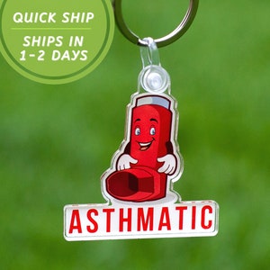 Asthmatic keychain Inhaler Awareness Kid Medical Alert Tag Ain&#39;t easy being wheezy School kid inhaler bag keychain Red inhaler Can&#39;t Breathe