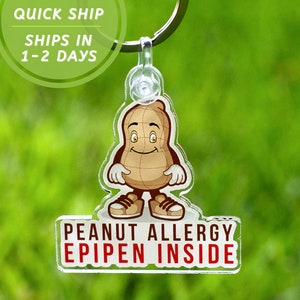 Porte-clés Epipen Inside Allergies aux Cacahuètes Étiquette d'alerte aux allergies alimentaires graves Alerte anaphylactique Aliments allergiques aux cacahuètes auvi q Épinéphrine
