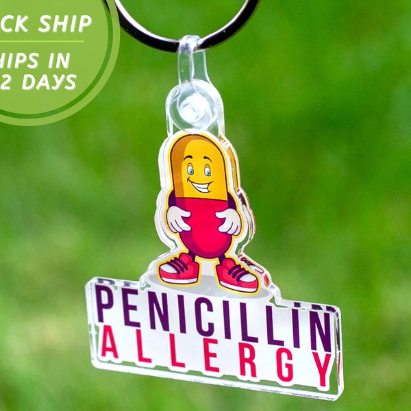 Penicillin Allergy Medical Alert Keychain Diabetic Alert Penicillin Medic Alert Children Penicillin Bracelet Medical ID Bracelet Pill Alert