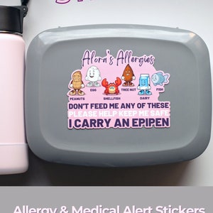 Customized Food Allergy Label Kid School Allergies Sticker Lunch Box ...