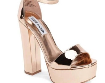 Rose Gold Platform Sandal Heel Pumps | Etsy