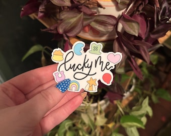Lucky Me Sticker, St. Patty’s Day, Girly Sticker, Water Resistant Sticker, Stickers for Waterbottle, Mini Vinyl Sticker, Lucky Girl Syndrome