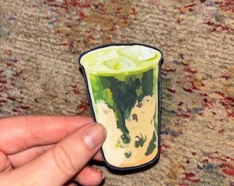 Matcha Latte Sticker, Girly Sticker, Summer Sticker, Drink Sticker, Vinyl Sticker, Waterproof, Laptop Sticker, Water bottle Sticker, Die-cut