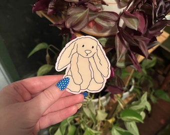 Bunny Sticker, Jelly Cat Bunny Sticker, Stuffed Animal, Girly Sticker, Water Resistant Sticker, Stickers for Waterbottle, Mini Vinyl Sticker