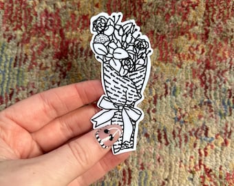 Bouquet Sticker, Flower Sticker, Trendy Sticker, Vinyl Sticker, Waterproof, Laptop Sticker, Waterbottle Sticker, Die-cut