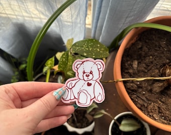 Teddy Bear Sticker, Trendy Sticker, Girly Sticker, Stickers for Laptop, Stickers for Waterbottle, Mini Vinyl Sticker, Die-Cut Sticker