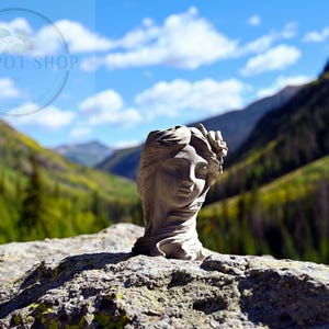 Elegant Maiden  (Pot) Face Pot container flower pot bust sculpture mythology cement plant lover womens face sculpture  Goddess Planter Fae