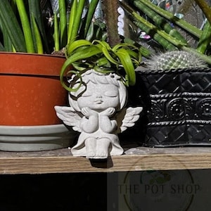 Sweet Angel (Pot)| Face Pot| Container| Praying Pot| Flower pot| Bust| Sculpture Religious | Christian | Stocking Stuffer for plant lover