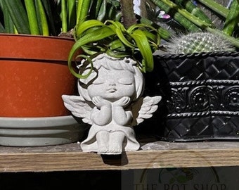 Sweet Angel (Pot)| Face Pot| Container| Praying Pot| Flower pot| Bust| Sculpture Religious | Christian | Stocking Stuffer for plant lover