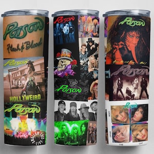 Poison, 80&#39;s 90&#39;s Rock Band, Hair Metal, Glam Rock, Classic Rock Band, Gen X Gift, 20 oz. Skinny Tumbler,