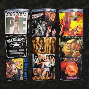 Warrant, 80&#39;s 90&#39;s Rock Band, Hair Metal, Glam Rock, Classic Rock Band, Rock and Roll, 20 oz. Stainless Steel Skinny Tumbler