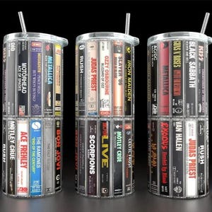 80s 90s Rock, Cassette Tape Tumbler, Classic Rock Bands, Vintage Classic Rock, Vinatge Rock Band, Dad Gift,  Gen X Gift, 20oz. Tumbler