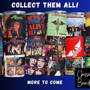 80s 90s Rock, Cassette Tape Tumbler, Classic Rock Bands, Vintage Classic Rock, Vinatge Rock Band, 20oz. Stainless Steel Skinny Tumbler image 2
