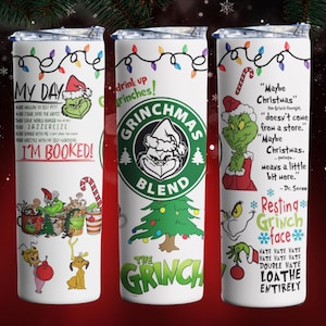 Grinchmas Blend, Grinch Christmas Tumbler, Famous Grinch Quotes, Grinch face, Grinch Tumbler Cup   Grinchmas 20 oz Stainless Steel Tumbler