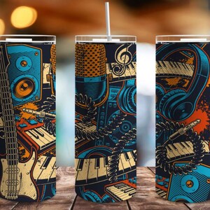 Rock Music, Instruments, Gift for Music Lover, 20 oz. Skinny Tumbler