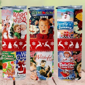 Famous Christmas movies, Christmas Movie Tumbler, Christmas gift,  20 oz., Stainless Steel, Skinny Tumbler,