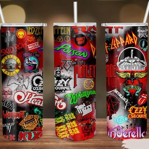 80s 90s Rock, Classic Rock Bands, Vintage Rock Bands, Classic Rock Gift, Rock Band Tumbler, 20 oz. Skinny Tumbler