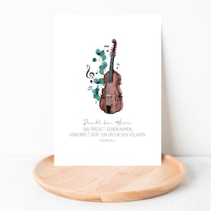 Cartão postal cristão | Cartão com versículo bíblico | Salmo 105:1 | violino