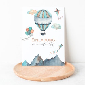 5x / 10x cartes d'invitation d'anniversaire pour enfants | Cartons d'invitation à remplir | Invitation avec montgolfière et avions