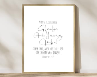Christian poster | 1 Corinthians 13:13 or your favorite verse | Poster set with Psalm 86:11 or Psalm 121:8 | Poster with Bible verse in A3 and A4 formats