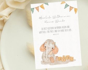 Postkarte | Karte zur Geburt - Mädchen | Herzlich Willkommen kleines Wunder | christliche Postkarte | Jes. 43,4
