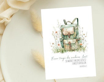 Postcard | Card with Bible verse | Christian postcard | Bear one another's burdens