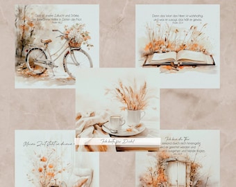 Cartes d'encouragement pour chaque occasion | Jeu de cartes d’encouragement de 5 | Cartes carrées 9,8 x9,8 cm | Carte postale chrétienne