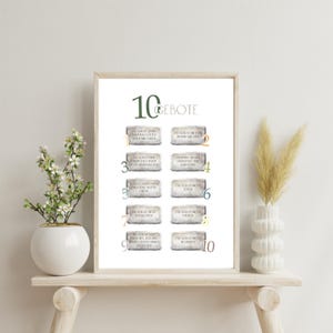 Christliches Poster A3 und A4 | 10 Gebote | Lernposter für Kinder | Christliche Geschenke | Kinderposter | Poster biblische Geschichten