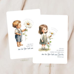 christliche Postkarte - Junge, Mädchen | Ich schicke dir ganz viel Liebe | Karte für Kinder | In Liebe | Junge mit Blume | Mädchen mit Blume
