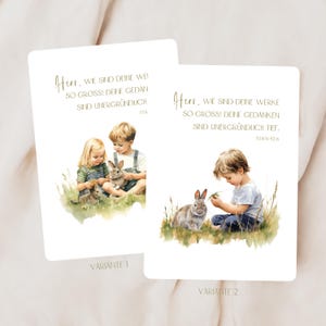 Tarjeta de cumpleaños cristiana - Niño y niña | Tarjeta de cumpleaños cristiana para niños | Niños con conejos | Postal cristiana