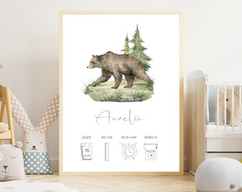 Geburtsanzeige DIN A3 und DIN A4 | Geburtsdaten Poster Personalisiert | Geburt Geschenk | Geburtsgeschenk Baby