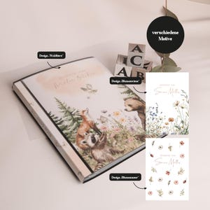Personalisierte Zeugnismappe für Mädchen | WALDTIERE | BLUMENMEER | BLUMENWIESE | Zeugnis, Zeugnisse, Einschulung, Dokumentenmappe
