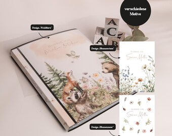 Personalized report card folder for girls | FOREST ANIMALS | SEA OF FLOWERS | FLOWER MEADOW | Report card, certificates, first day of school, document folder