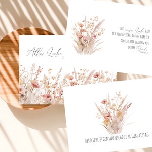 Bloemengroeten | Verjaardagskaarten set van 3 | Christelijke ansichtkaart | kan ook individueel geselecteerd worden