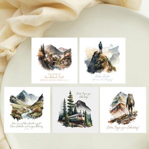 Christliche Postkarten zum Geburtstag 5er Set | christliche Kärtchen | Karten zum Geburtstag für Männer | quadratische Karten 9,8 x 9,8 cm