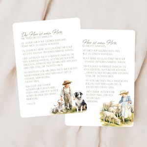 postal | Tarjeta de cumpleaños - niño y niña | El Señor es mi pastor | Postal cristiana